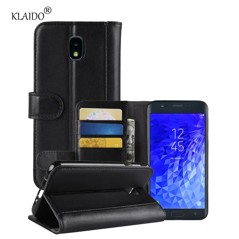 Подлинная Кожаный чехол для samsung Galaxy J7 2018 бумажник Стиль телефона с подставкой