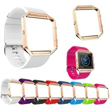Soft Silicone Watch Band Replace Sport Strap with Rose Gold Frame for Fitbit Blaze