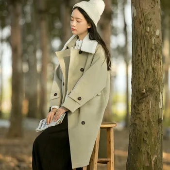 

2018 New Fashion Women Woolen Coats Tweeds High-end Elegant Double Female Woolen Coat Long Woman Winter Clothing Coats&Jackets