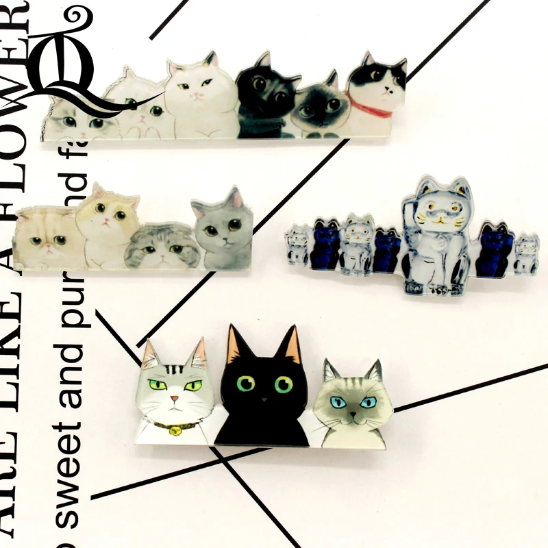 

TQ 1PCS MIX cat Cartoon Icons on The Pin Kawaii Icon Badge Bacges on Backpack Badges for Clothing Acrylic Badges NO7