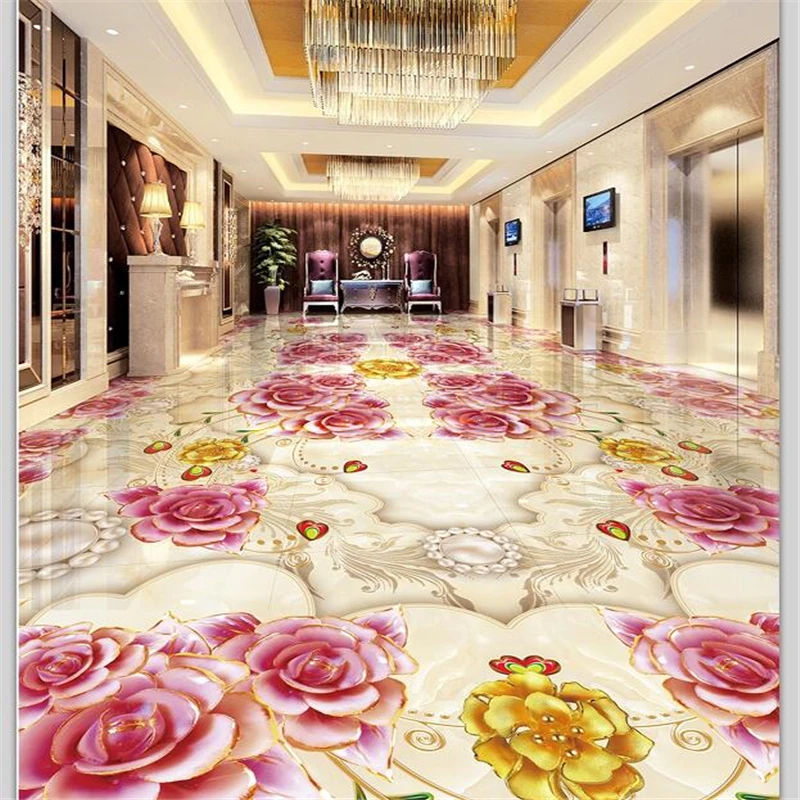 beibehang Custom floor decoration painting 3D marble tile parquet
relief 3D self-adhesive flooring three-dimensional painting