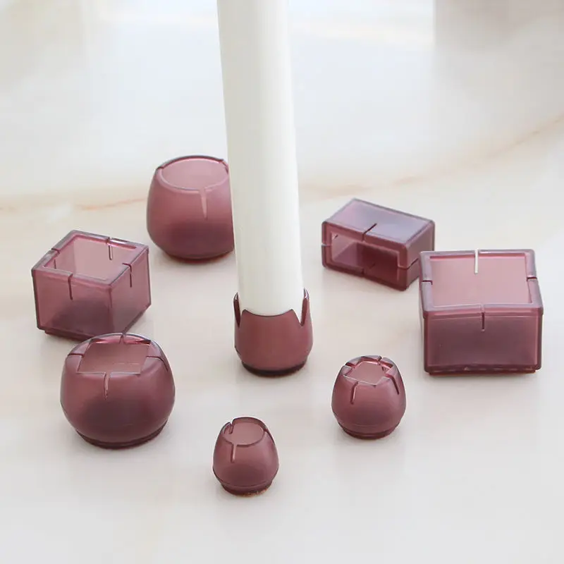 8Pcs Square chair leg caps rubber feet protector pads Non-slip Table Foot dust Cover Socks pipe plugs furniture leveling feet