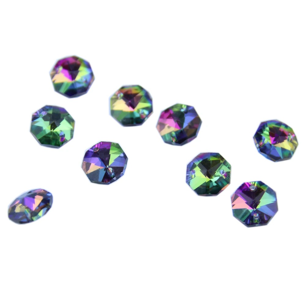 

Top Quality Rainbow K9 Crystal Octagon Beads 14mm Glass Chandelier Prism For Wedding Birthday Party Curtain Decoration DIY