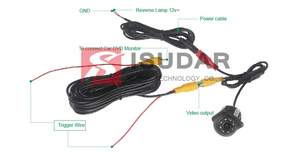 Isudar камера заднего вида для авто 8 LED HD 170 Degree водонепроницаемый
