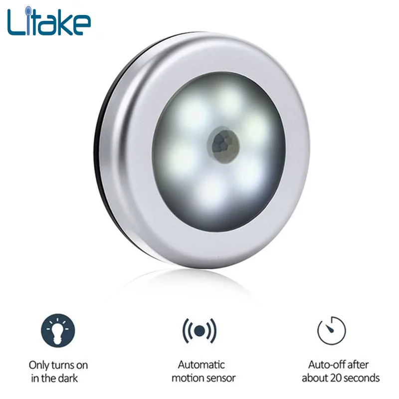 Litake Motion Sensor 6 Led Night Light Magnetic Wireless PIR Sensor Detector Light Wall Lamp Light Auto On/Off Closet Lamp Litake Motion Sensor 6 Led Night Light Magnetic Wireless PIR Sensor Detector Light Wall Lamp Light Auto On/Off Closet Lamp