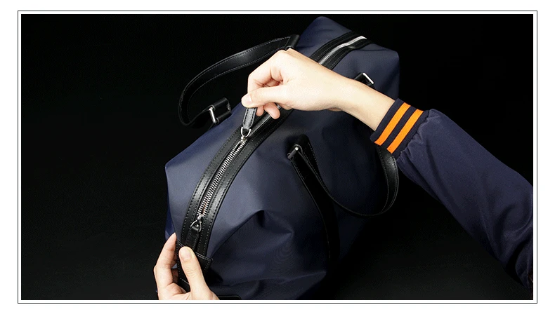 Neouo Nylon Leather Handle Large Capacity Travel Bag Silky Zipper