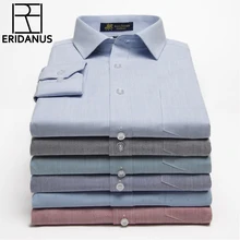ERIDANUS формальные деловые мужские платья с длинными рукавами рубашки Брендовые мужские модные однотонные повседневные хлопковые рубашки Slim Fit плюс размер 4XL M449