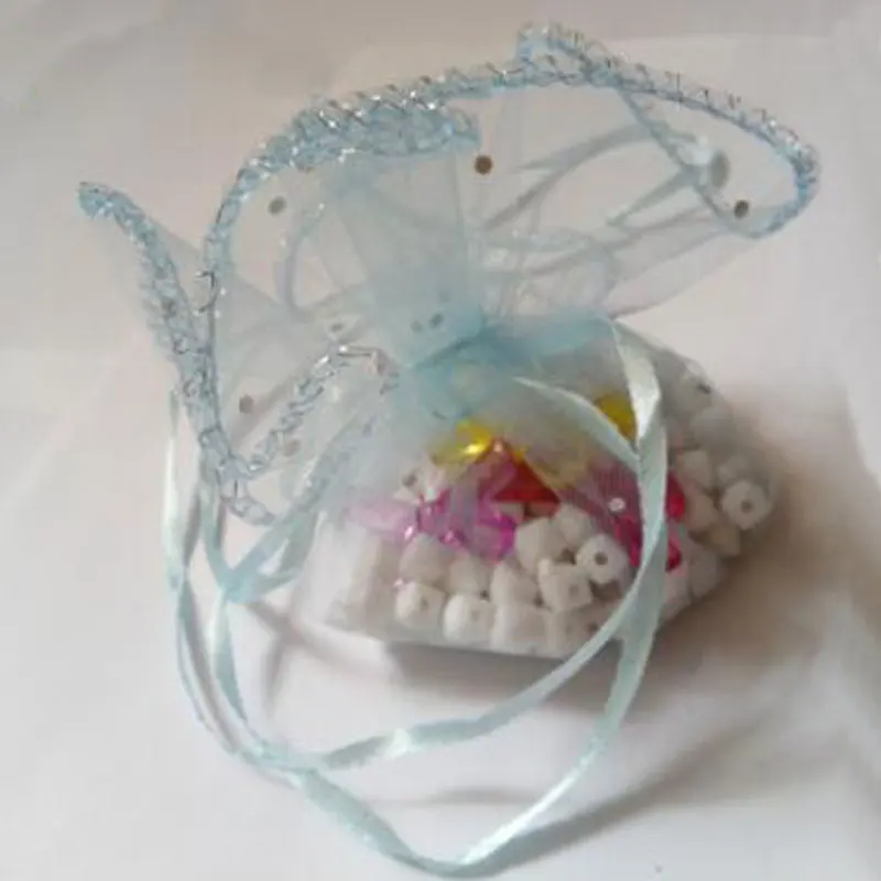 60 шт. 40 см диаметр марлевые сумка мешок со шнурком Свадьба День рождения Рождество конфеты подарочная сумка для показа круглая органза сумка - Цвет: Sky blue