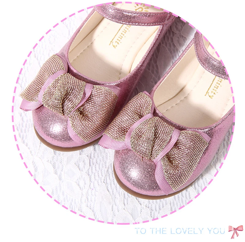 Sapatas da Mola das Crianças Qualidade da Moda Sapatos com Arco Rosa de Ouro Iyeal Crianças Lantejoulas Meninas Princesa Único Cores Opcional 10 Sapatos de couro