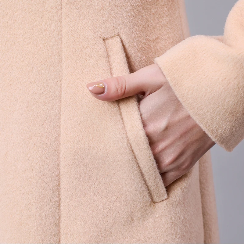 Модное шерстяное пальто для женщин, зимнее женское Новое тонкое шерстяное пальто, модное высококачественное двубортное пальто средней длины размера плюс, женская верхняя одежда