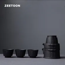 Дзен японский Портативный путешествия Чай комплект грубая керамика Быстрый Кубок Керамика кунг-фу Чай комплект(1 Чай горшок, 4 Чашки, 1 справедливо чашки, 1 пакета(ов