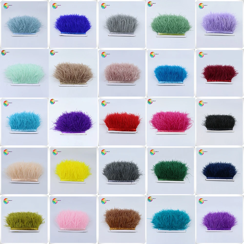 

1meters High Quality Real Ostrich Feather Trims 8-10cm for Skirt/Dress/Costume Ribbon Feather Trimming DIY Party Craft