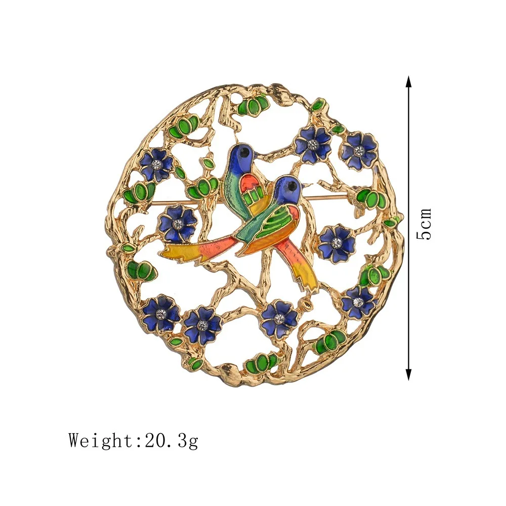 Yobest Национальный Ветер винтажный сплав венок двойная Птица Животное капля масло эмаль брошь аксессуары