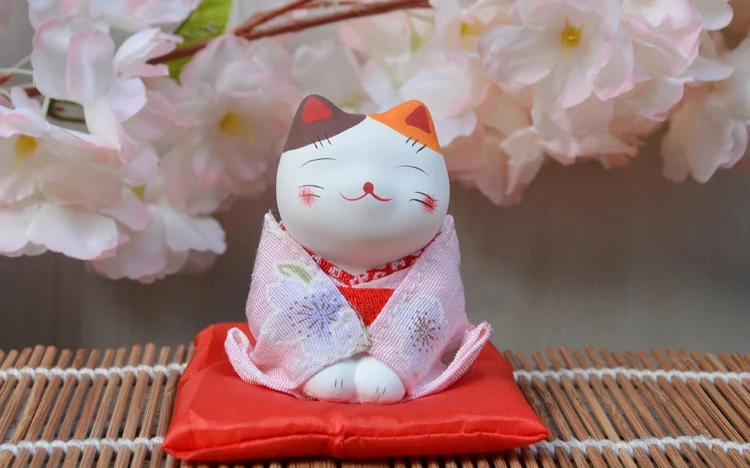 3 шт. фигурки счастливого кота японское кимоно Maneki Neko гипсовые украшения животные котенок миниатюры украшение дома бизнес подарок