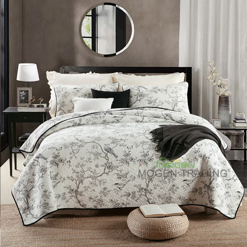 

Cotton Quilt Set 3PCS Coverlet Set Cotton Quilts Quilted Bedspread Printed Bed Cover Sheets Pillowcase King Size Quilts