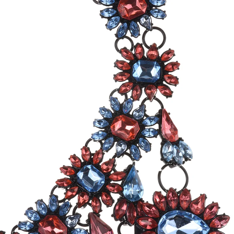 Роскошное большое ожерелье-чокер с кристаллами, Женское Ожерелье, бохо, крупное ожерелье-чокер, женское индийское ожерелье с большим воротником, стразы