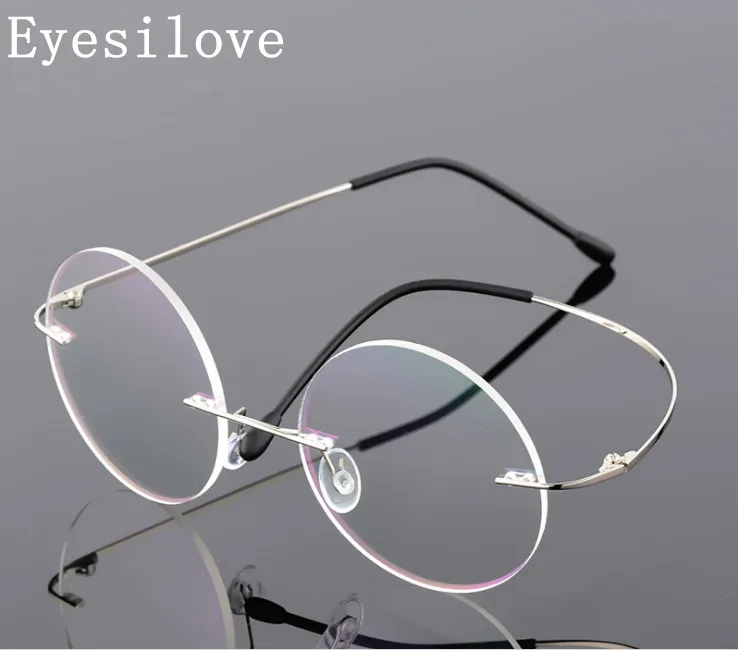 Eyesilove, ультра-светильник, без оправы, оптическая оправа для мужчин и женщин, титановая оправа для очков, оправа для глаз, круглые очки для рецепта, 9 цветов