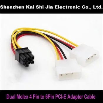 

50PCS/ Lot 20CM Dual Molex 4Pin To 6 Pin PCI-E PCI Express Power Supply Adapter Cable