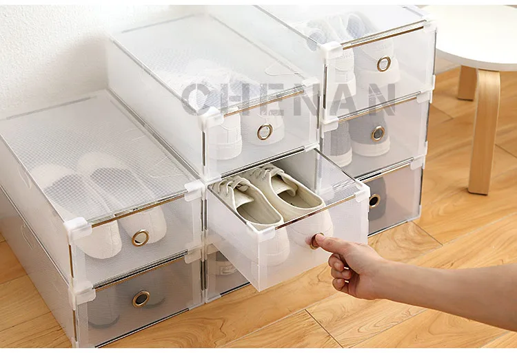 5 шт. прозрачная коробка для обуви Пылезащитная коробка для хранения может быть наложена комбинация обувной шкаф раскладушка для мужчин и женщин Обувная коробка