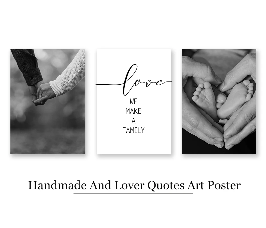 Hand In Hand Romantic Wall Art Realistic Painting Love Quotes Vintage Posters Nordic Prints Black&White Mural Bedroom Home Decor (2)