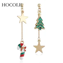 Rhinestone Enamel Xmas Tree Snowman Walking Stick Asymmetry Drop Earrings Star Charm Brincos For Women Christmas Jewelry Gift Rhinestone Enamel Xmas Tree Snowman Walking Stick Asymmetry Drop Earrings Star Charm Brincos For Women Christmas Jewelry Gift