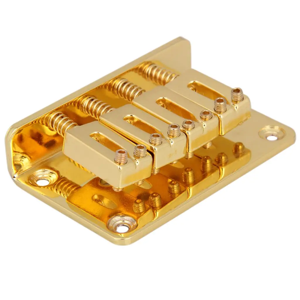 

HOT-Cigar Box Guitar Parts: 4-string Gold Bottom Loading Hard-tail Adjustable Bridge