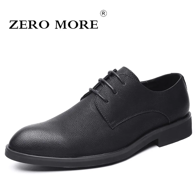 

ZERO MORE Mens Casual Shoes Hot Sale Fashion Pointed Toe Solid Black Shoes Men 2019 Lace Up Formal Dress Soft Male Shoes Casual