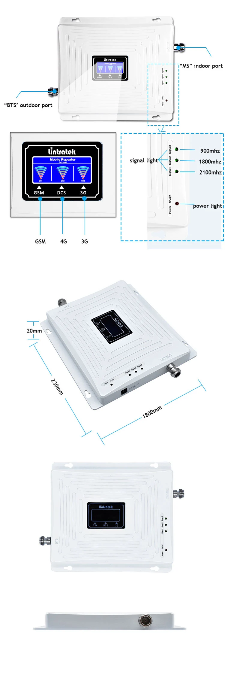 4г усилитель сотовой связи GSM 2г 3г 900 1800 2100 усилитель wcdma-сигнала Tri Band Lintratek kw20c gdw сотовая связь сотовый телефон усилители домашние 2G 3g 4G повторитель GSM UMTS LTE усилитель мобильный сигнала