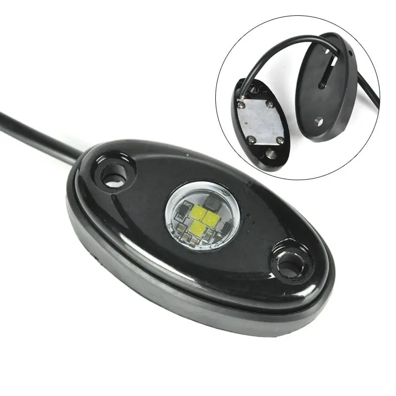 4X White 9W 3 LED High Power LED Rock Light Kit For Jeep Truck SUV Off-Road Boat EW