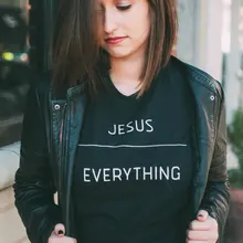 Футболка с надписью «JESUS OVER EVERYTHING», хлопковые футболки tumblr Christian, женская футболка с круглым вырезом и графическими буквами, повседневные хипстерские Топы