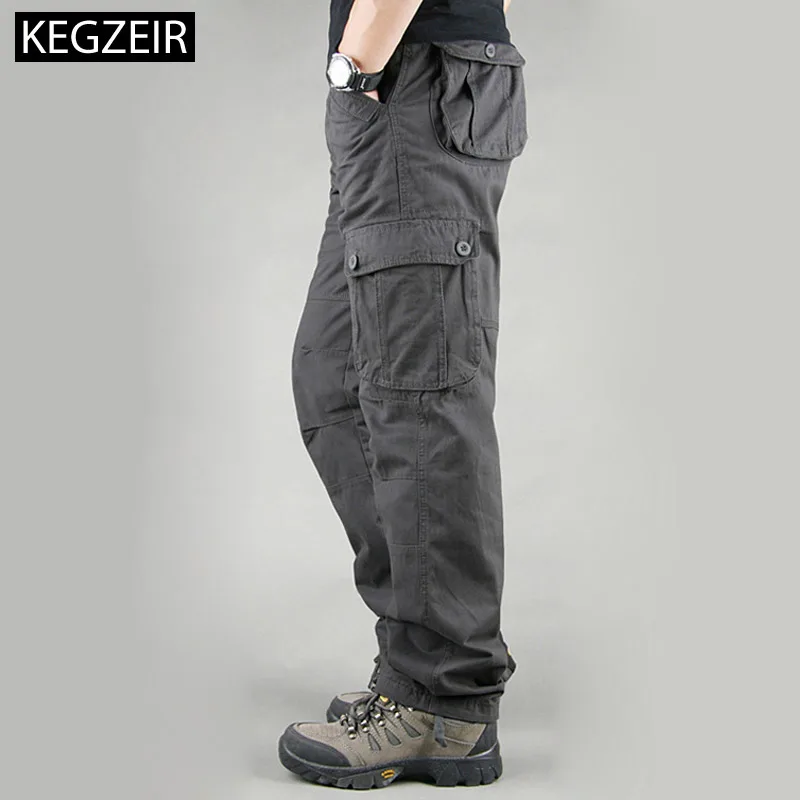 

2019 Spring Autumn Baggy Pants Men Multi Pocket Straight Mens Overalls Trousers Casual Mens Army Pants Big Size Pantalon Cargo