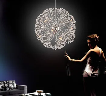 

European-style LED modern simple crystal chandelier round art Nordic living room lights luxury romantic bedroom restaurant led