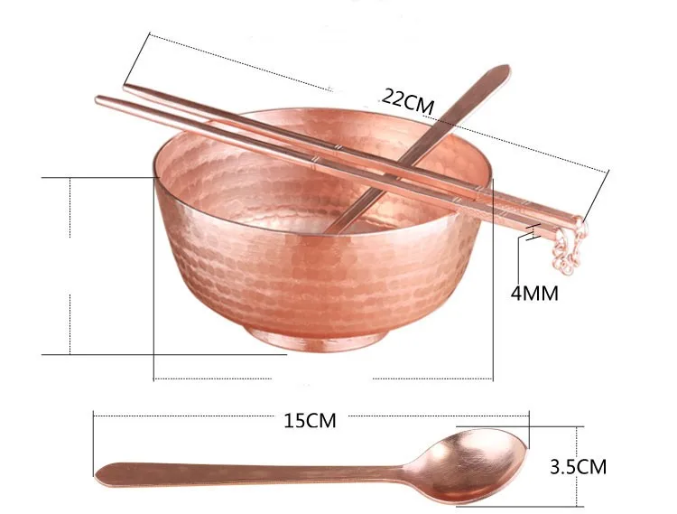 Чистая медная чаша набор для ложки и палочек ручной работы медная посуда Толстая немеси Vitiligo