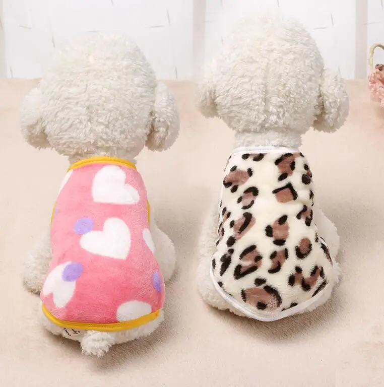 

Cute Pet Coat Dog Winter Warm Clothes Coral Velvet Puppy Cat Sweater Leopard Print Soft Pet Coat Jacket Small Medium Dog Outfit