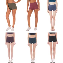 Из мягкого нейлона и шифона со вставками в полоску, Фитнес шорты для бега Для женщин Высокая Талия однотонные спортивные шорты для тренировок плоский живот, Управление тренажерный зал спортивные шорты