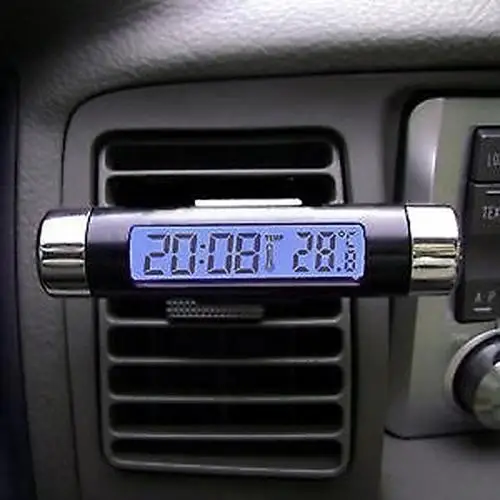 

Clip-on LCD Car Thermometer Automotive Digital Clock Electronic Backlight Display Desk Table Clock New