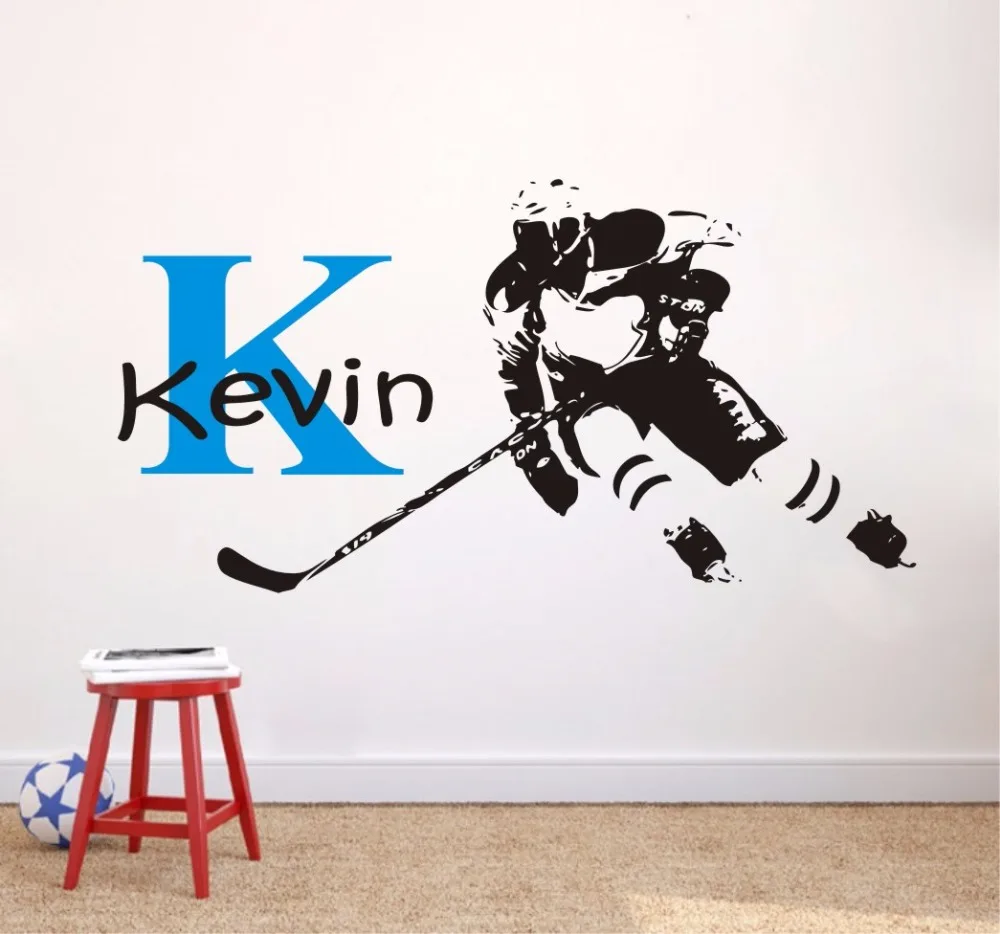 Hockey Wall Murals Custom First Name Hockey Player Personalized Wall
