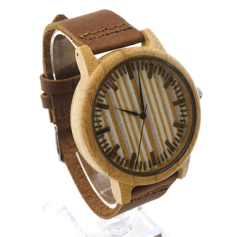 BOBO BIRD V-A20 Mens Watches 43mm Bamboo Wood Watch Japan Movement 2035 Quart-watch Clock in Gift Box relojes hombre