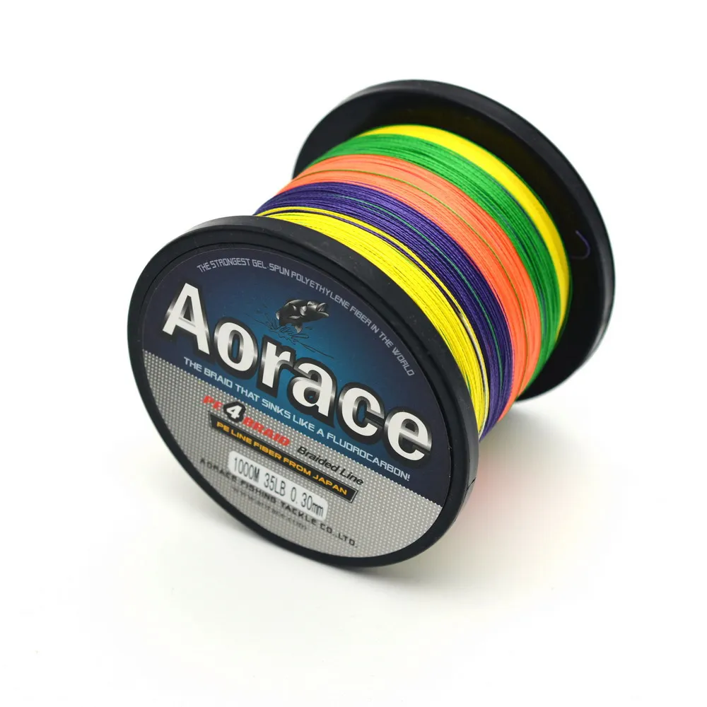 Aorace Brand 1000m 100LB PE Multifilament 4 Strands Braid Line Ocean Fishing Super Strong Carp Colorful Braided Fishing Line