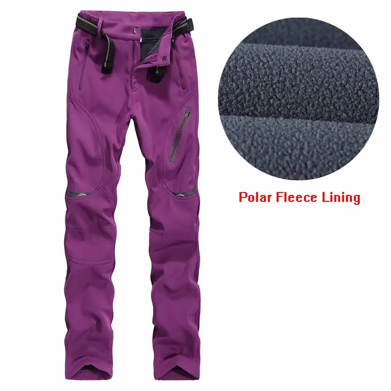 Mujeres Pantalones de senderismo suave Conchas Aire Libre Pantalones señora forro polar mantener caliente invierno escalada trekking camping pantalones hembra