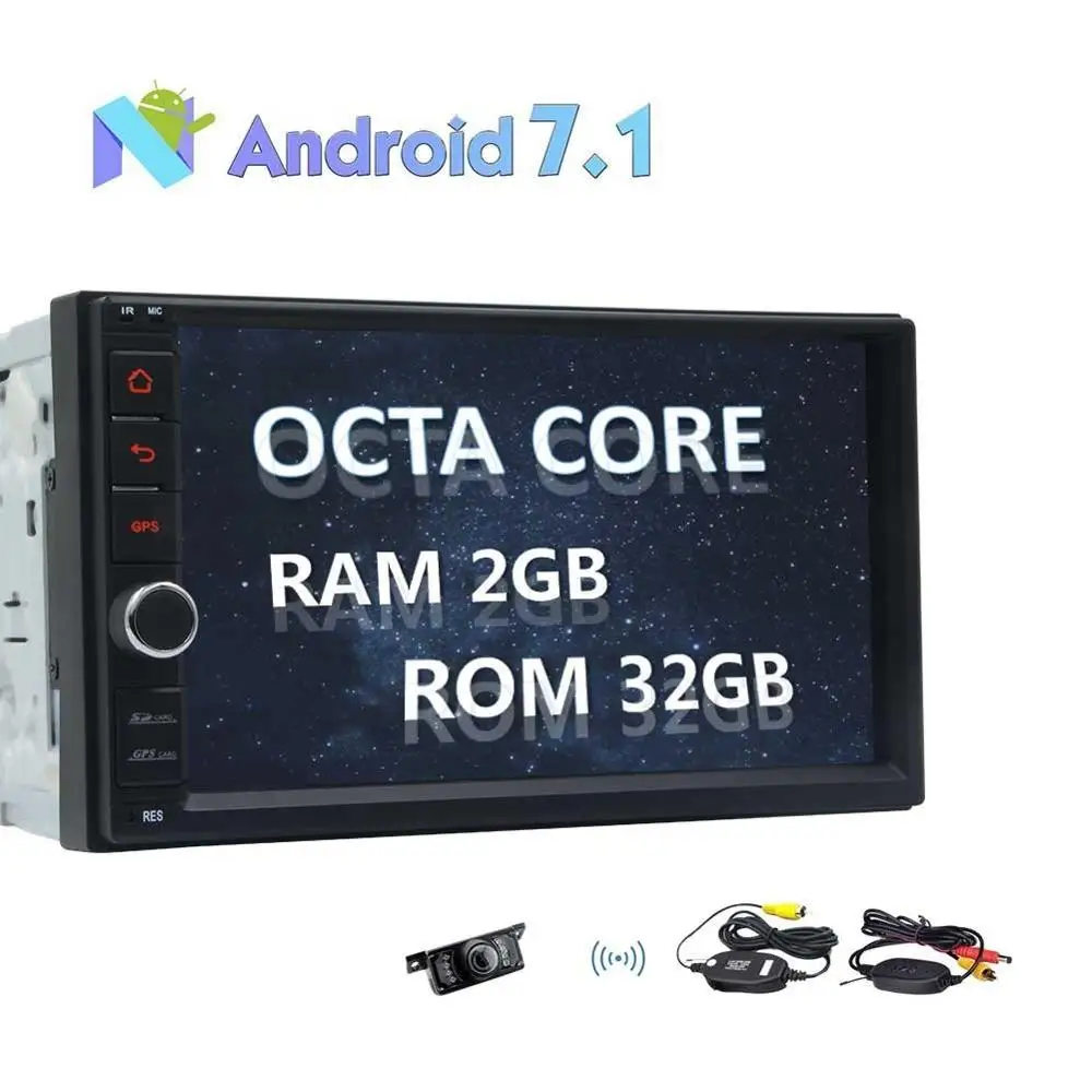 Octa core 2 DIN Android 7.1 стерео Радио GPS навигации нет dvd-плеер WI-FI Bluetooth OBD2 MirrorLink+ Беспроводной резервное копирование Камера