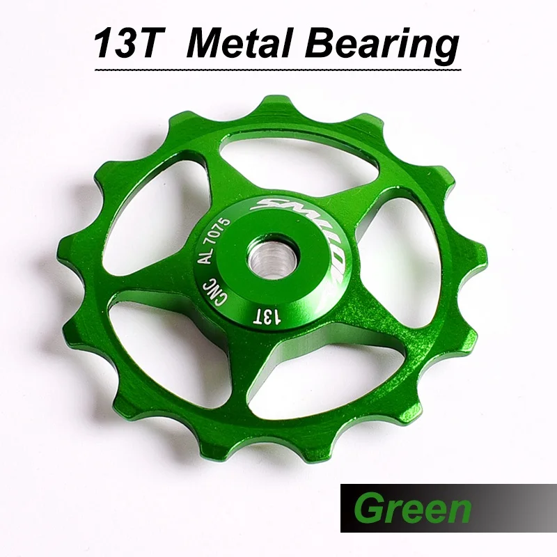 11T MTB велосипедный задний переключатель Jockey колеса 4 мм 5 мм 6 мм герметичный подшипник 13 т шкив AL7075 CNC дорожный велосипед направляющий ролик направляющий - Color: 13T Green