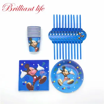

New Sale 50pcs/lot Disney Mickey Mouse Theme Kids Birthday Party Cup Plate Napkin Straw Event Party Dish Paper Tableware Supply