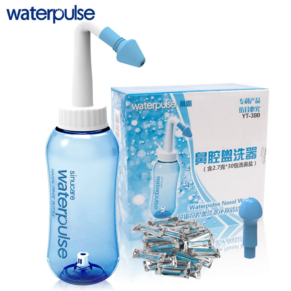 

Waterpulse Nasal Irrigation Physiological Saline 300ml Nose Wash Bottle and 30-pack Rinse Mix Salt Set Portable Allergies Relief