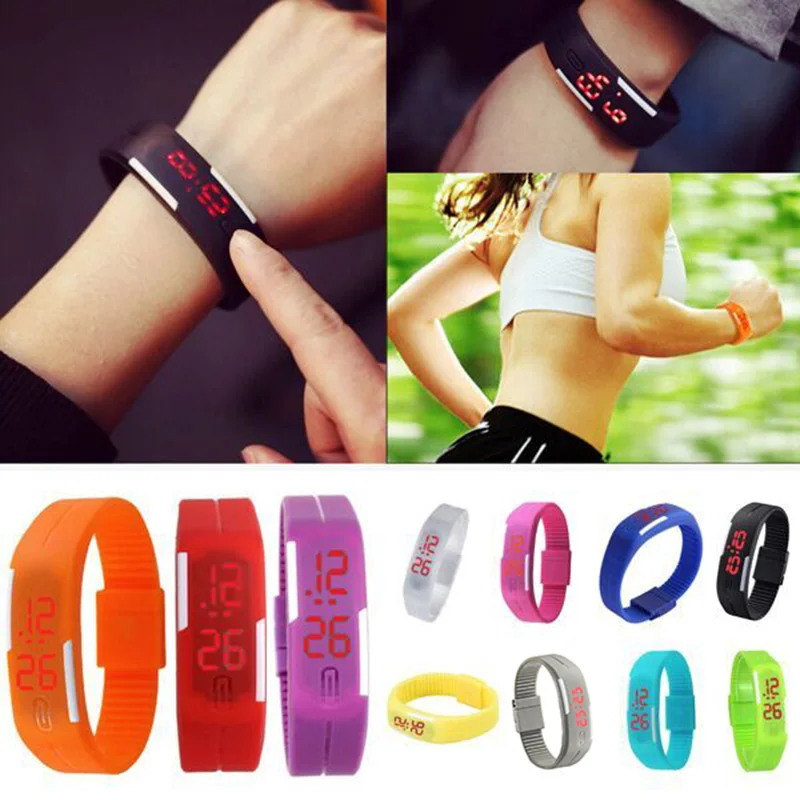 Simple Men Women Smart Watches Fashion Sports Outdoor Fitness Clock Shellhard Silicone Band LED Display Touch Digital Wristwatch