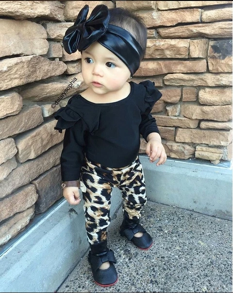 

2019 Autumn New Fashion Infant Clothing Baby Girl Clothes Long Sleeve Black Tops+Pants 2 Pcs Newborn Toddler Baby Clothing Set