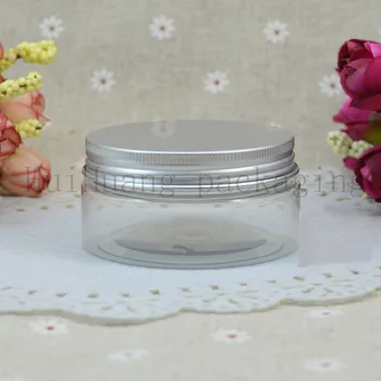 

50pcs 80ml transparent PET cream jars bottles containers with aluminum lid,80cc clear empty plastic tin for skin care cream