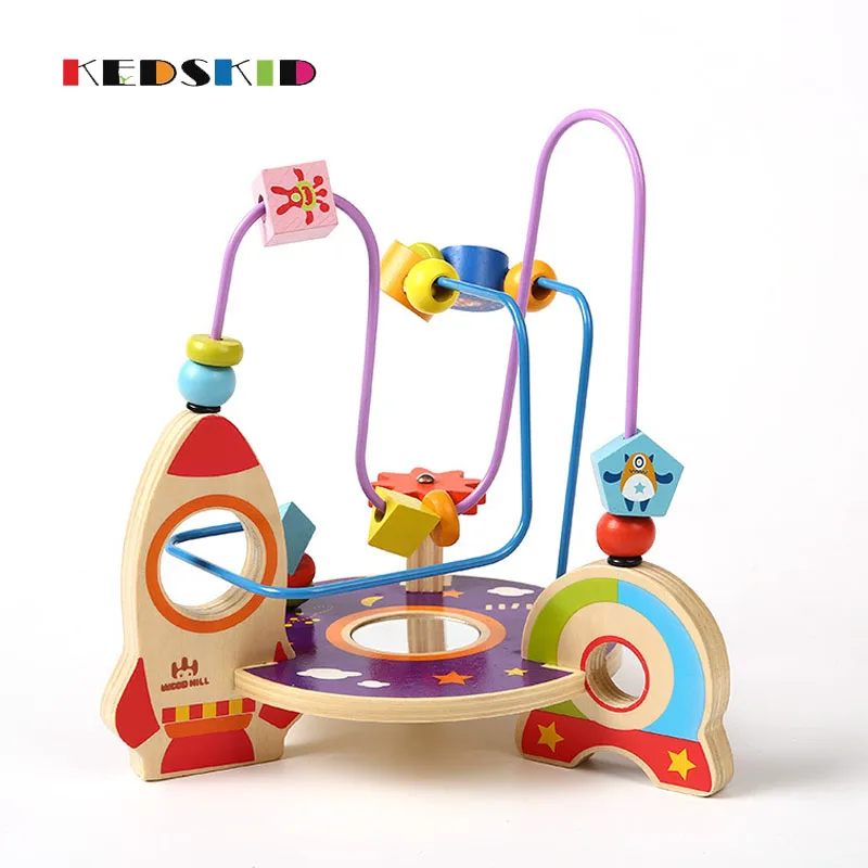 

High Quality wooden Space Beaded around puzzle toys Early Education Toy maze Intellectual development
