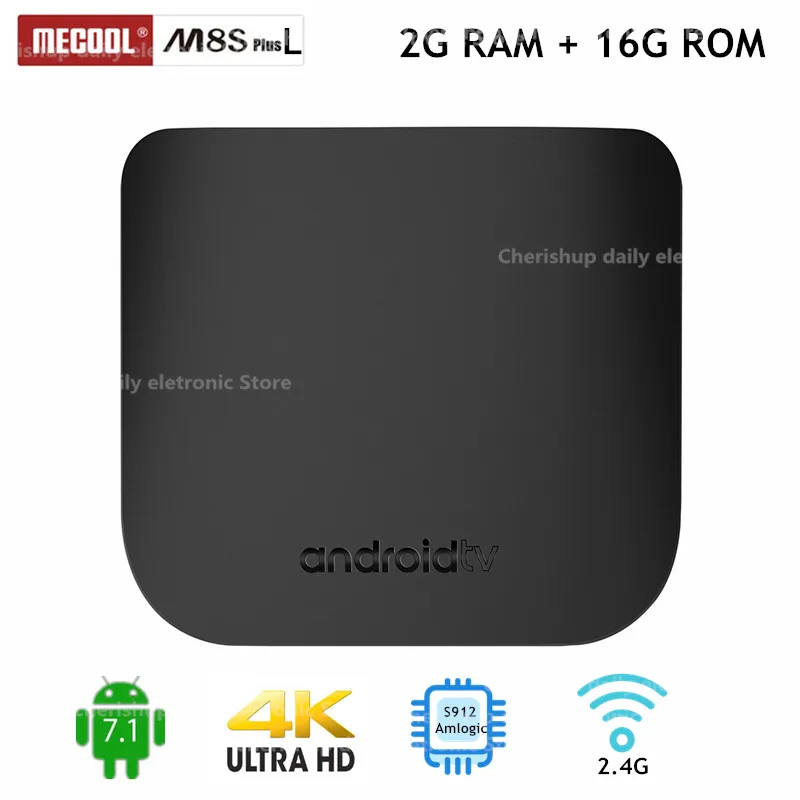 

MECOOL M8S PLUS L TV Box Amlogic S912 Android 7.1 2GB RAM + 16GB ROM 2.4G WiFi 100Mbps BT4.2 Support 4K H.26 5 Set Top Box