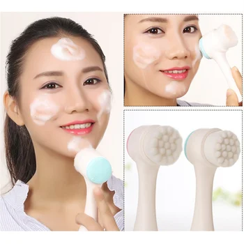 

Silicone Double-sided Soft Hair Face Washing Brush 3D Manual Cleansing Brush Remover Blackhead Pore Facial Skin Cleaning Tool